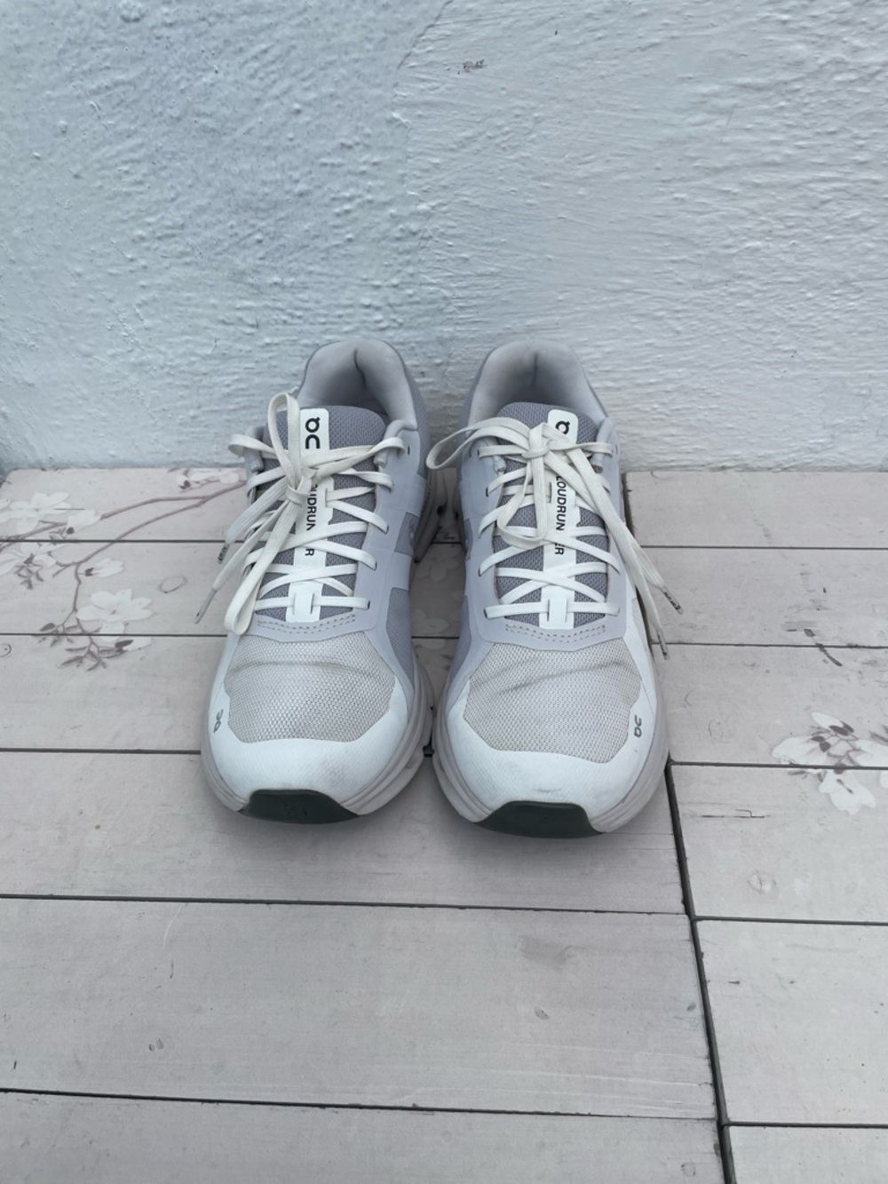 On Running Men’s Athletic Sneakers in White and Light Gray